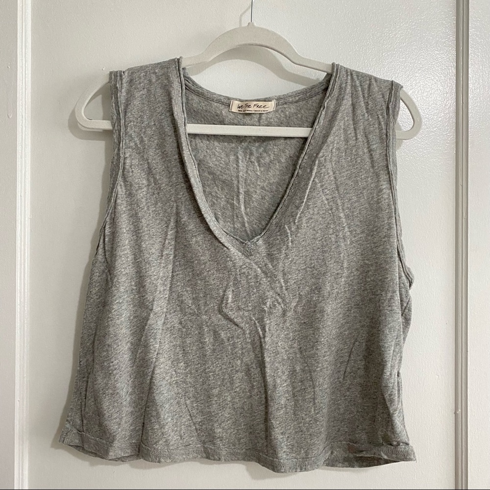 Grey Free People V-neck Tank